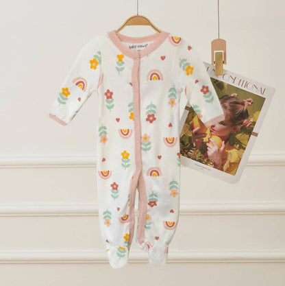 Rainbow Daisy & Flowers Footie Pajamas