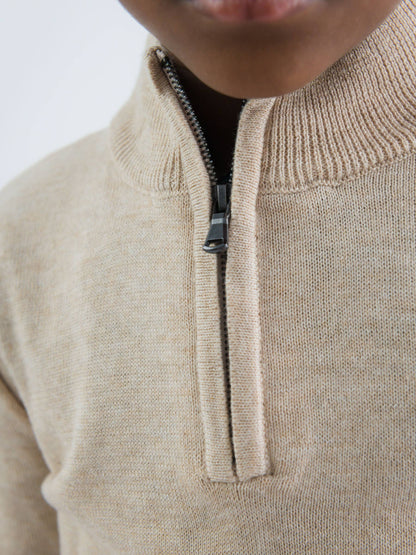 Oatmeal Quarter-Zip Sweater