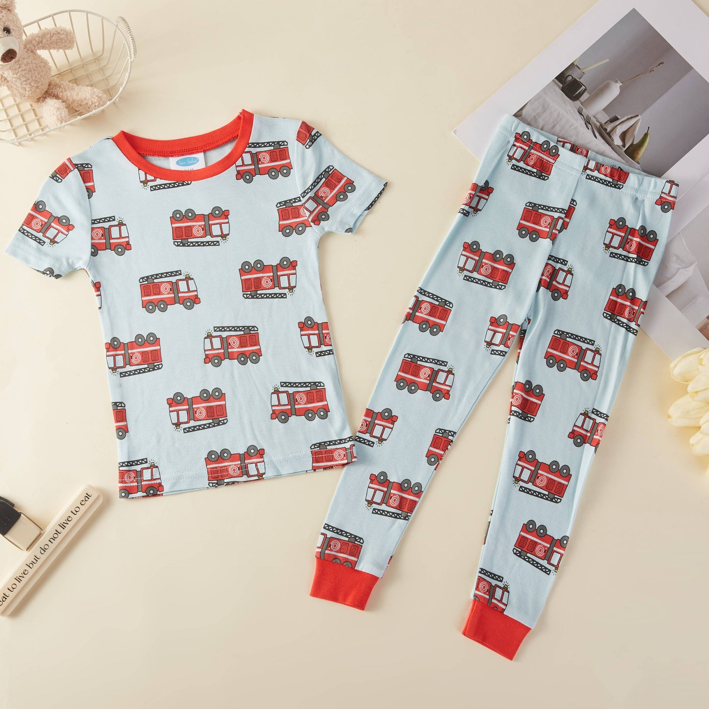 Fire Engines Bamboo Pajama Set