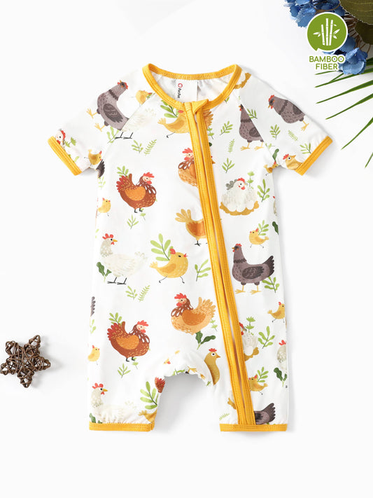 Bamboo Unisex Pajamas Set Childlike Animal Pattern Regular