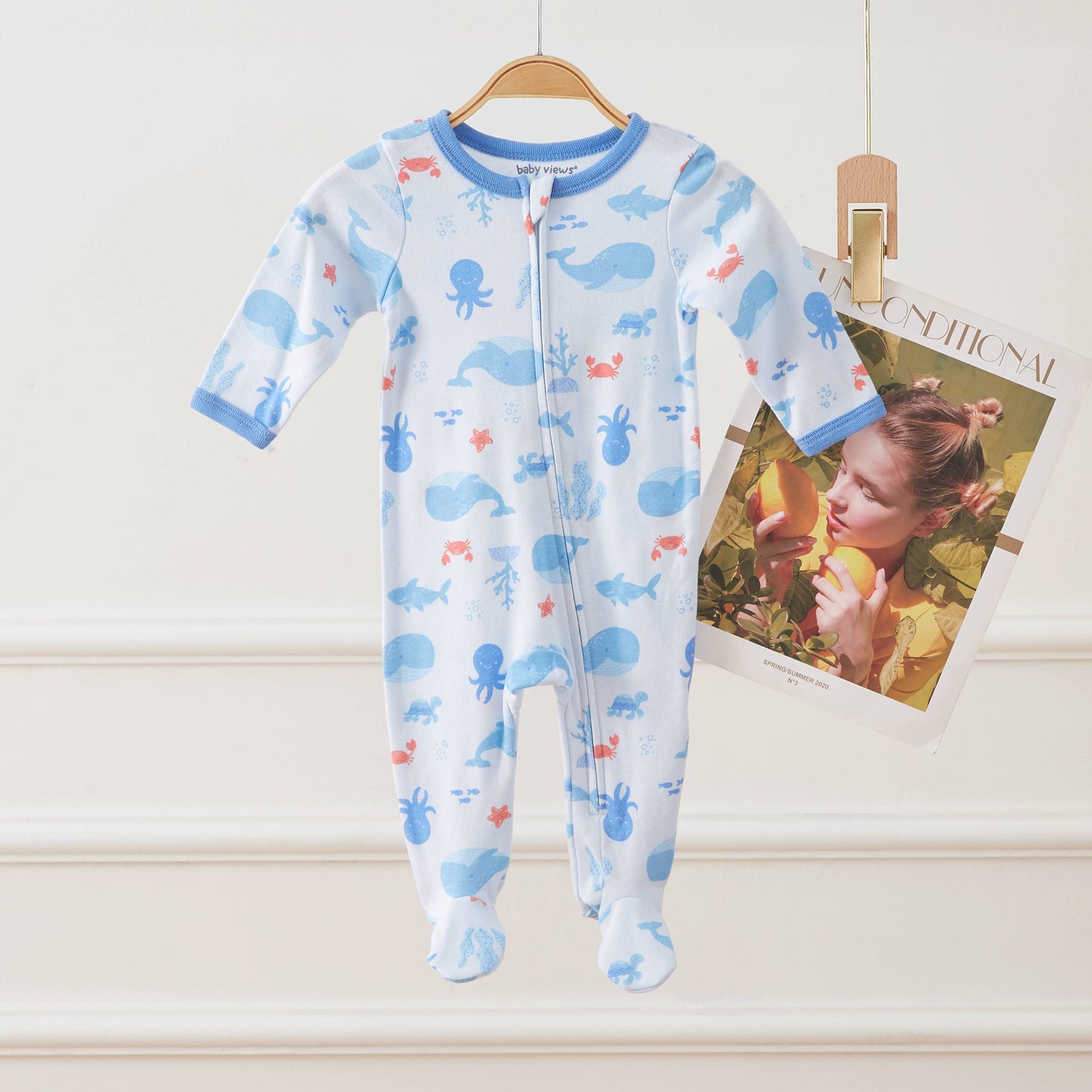 Whale Double Zipper Footie Pajamas