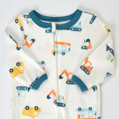 "Let's Dig In" Double Zipper Footie Pajamas