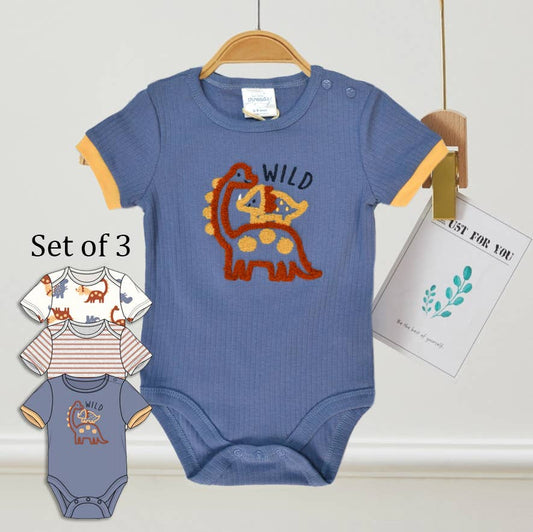 Wild Dinosaur 3 Piece Onesie Set