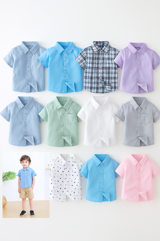 Cotton Button-Down Short-Sleeve Dress Shirt
