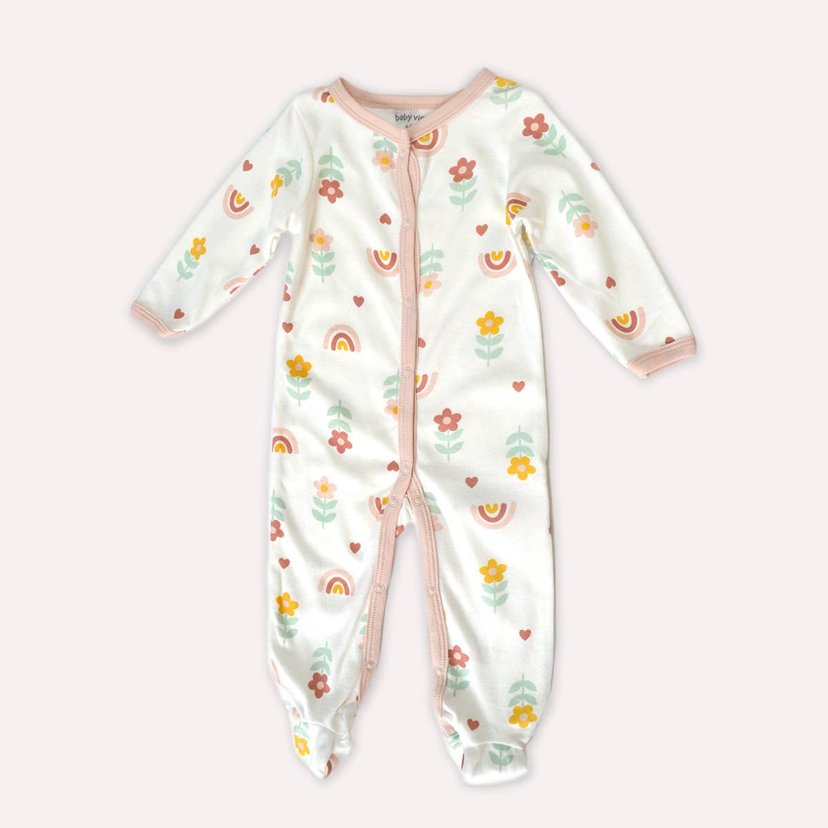 Rainbow Daisy & Flowers Footie Pajamas