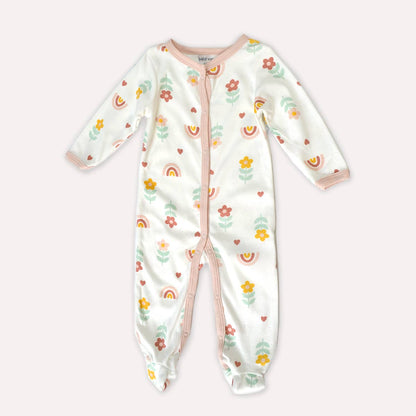 Rainbow Daisy & Flowers Footie Pajamas
