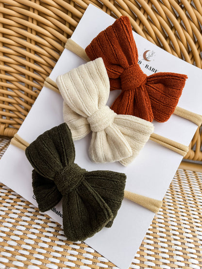 Baby Bow Headband Set - Corduroy