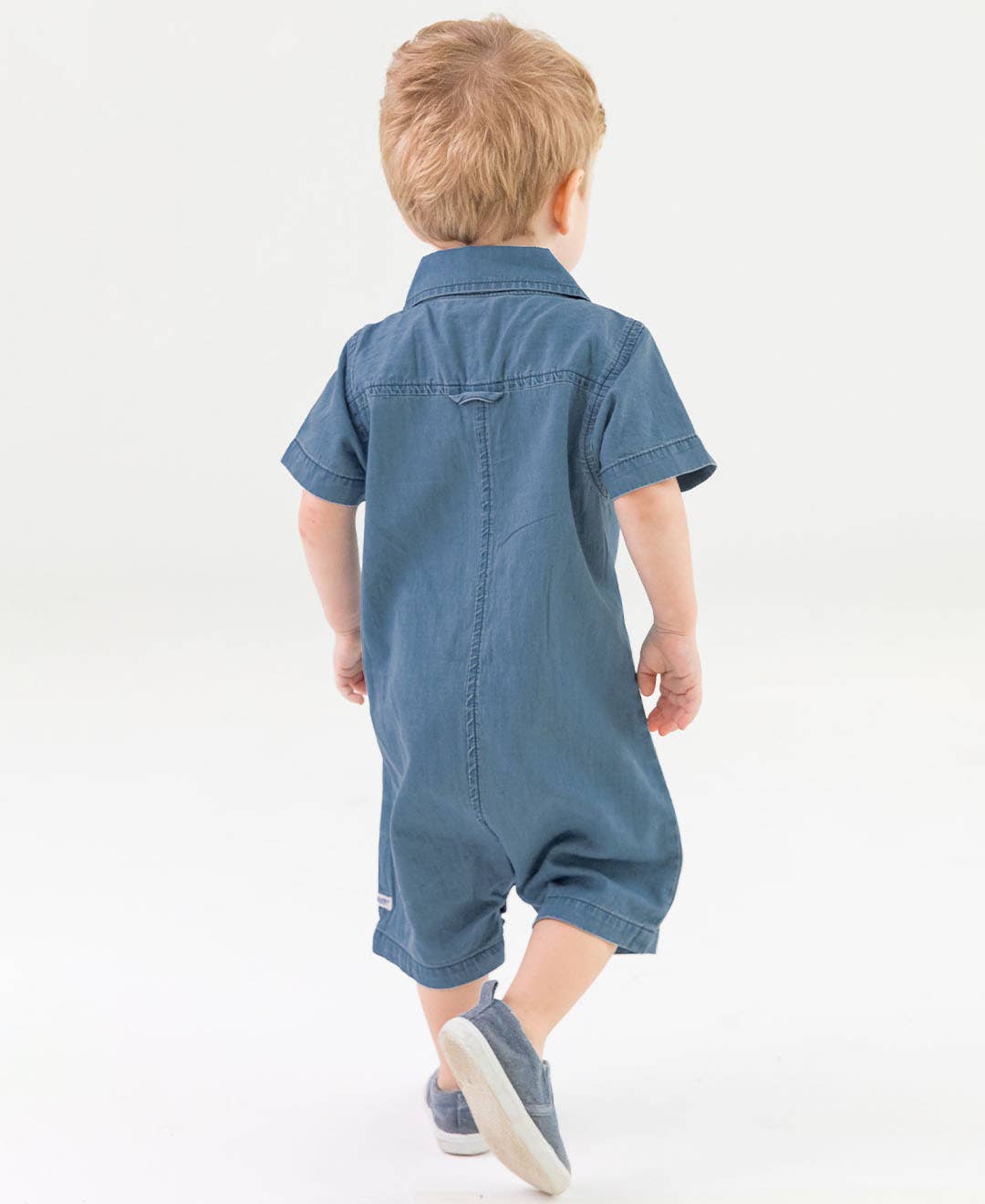 Light Wash Denim Button-Up Romper
