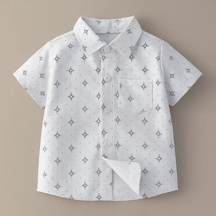 Cotton Button-Down Short-Sleeve Dress Shirt