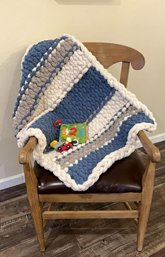White/Grey/Blue Blanket