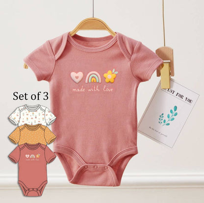 Made With Love Rainbow 3 Piece Onesie Set