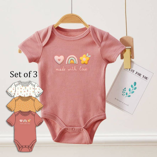 Made With Love Rainbow 3 Piece Onesie Set