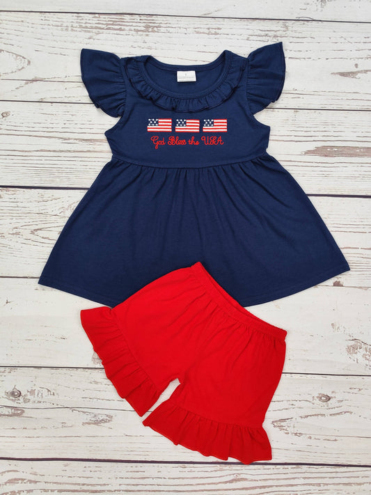 Girl's Patriotic Shorts Set