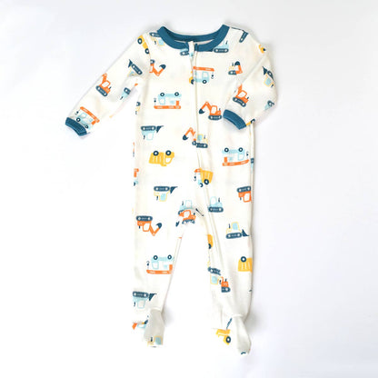"Let's Dig In" Double Zipper Footie Pajamas